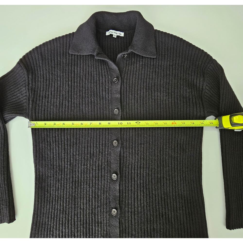 REFORMATION Fantino Black Ribbed Cashmere Button Collared Cardigan Sweater XS - Picture 8 of 13